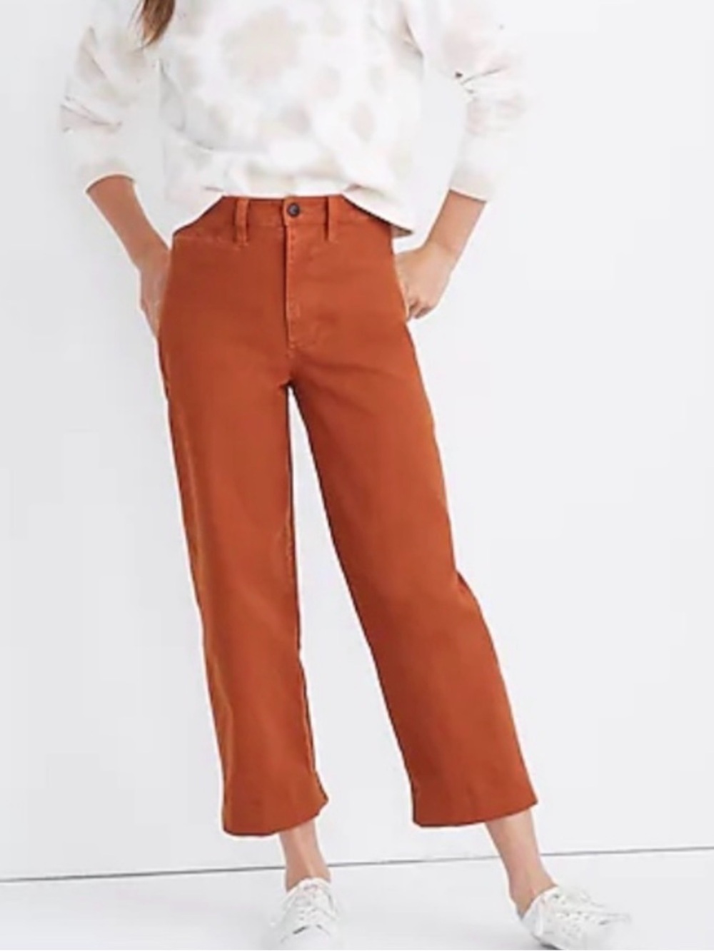 Madewell Slim Emmett Wide-Leg Crop Pants Size 23 in Orange